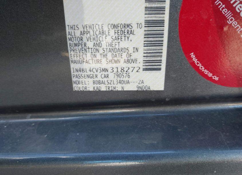 Photo 9 of 2021 Nissan Altima SR FWD (VIN 1N4BL4CV3MN318272)