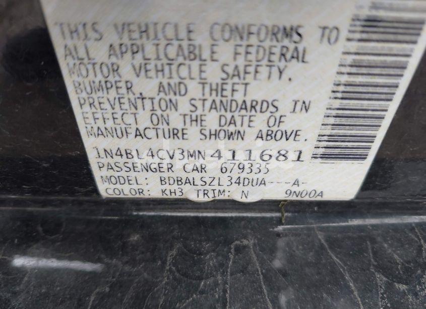 Photo 9 of 2021 Nissan Altima SR FWD (VIN 1N4BL4CV3MN411681)