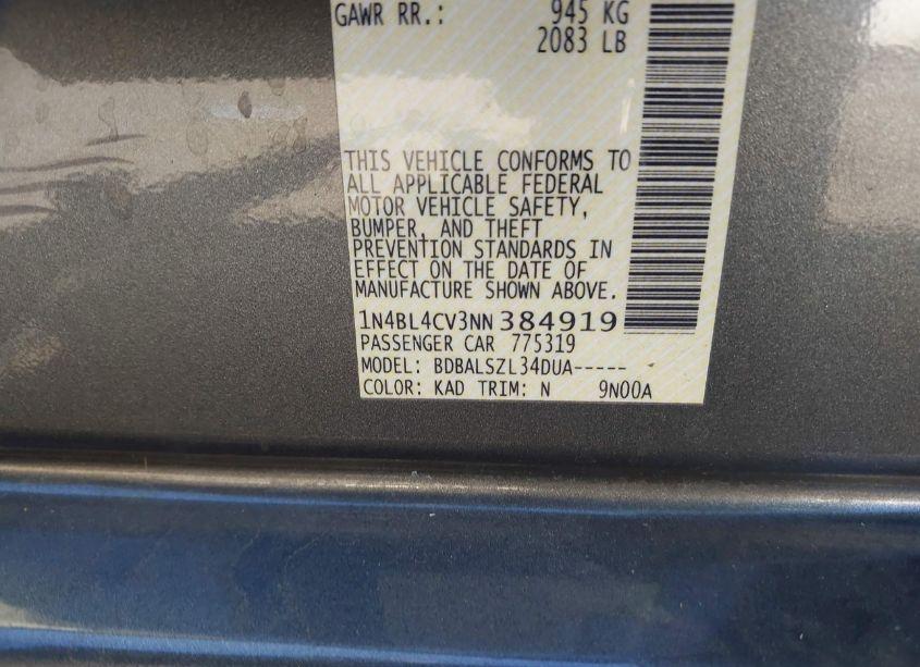 Photo 9 of 2022 Nissan Altima SR FWD (VIN 1N4BL4CV3NN384919)