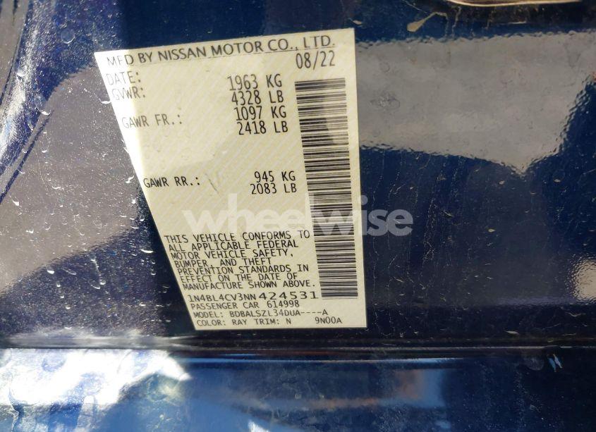 Photo 9 of 2022 Nissan Altima SR FWD (VIN 1N4BL4CV3NN424531)