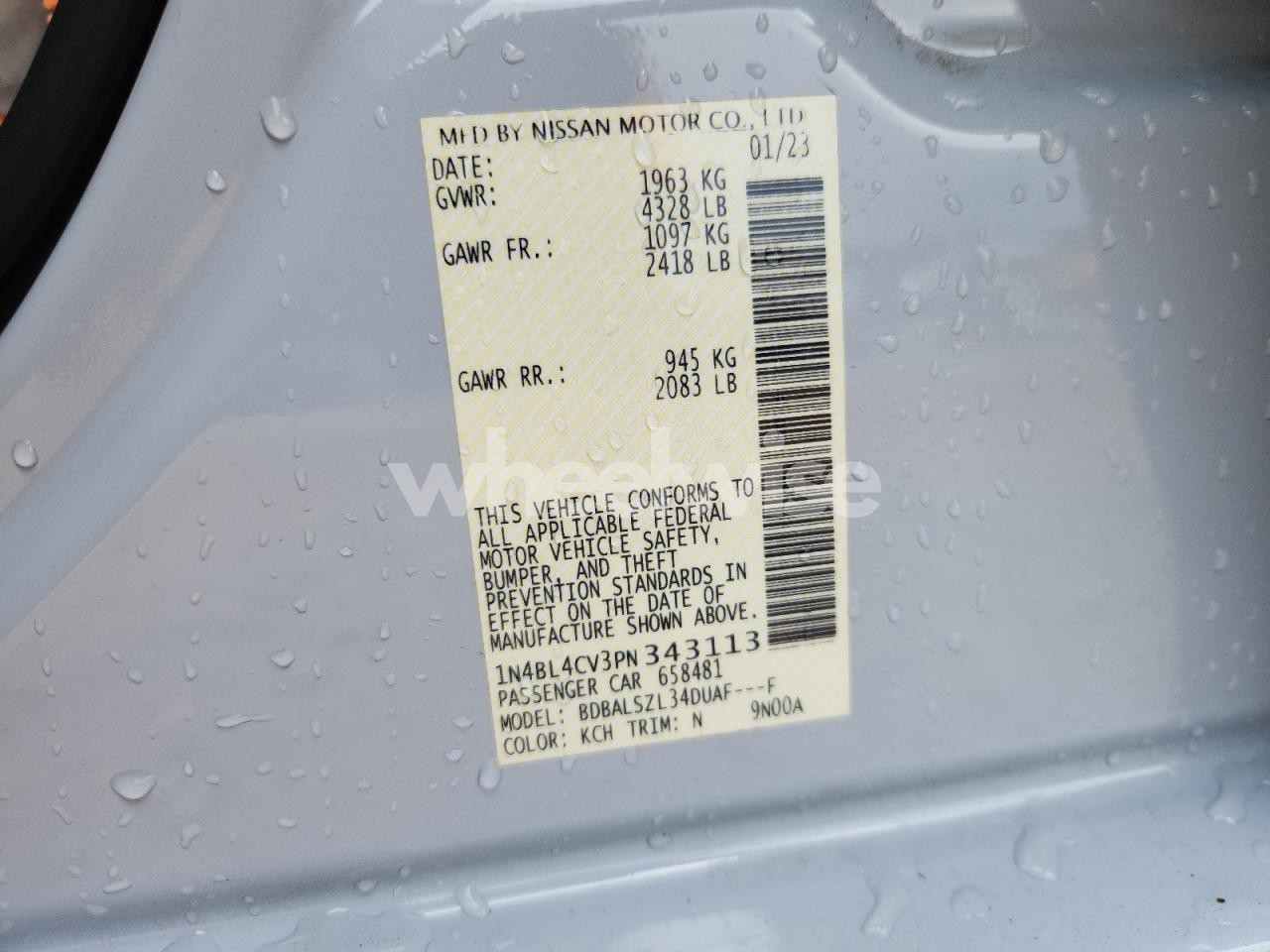 Photo 12 of 2023 NISSAN ALTIMA SR (VIN 1N4BL4CV3PN343113)