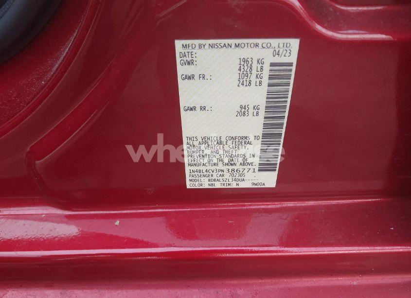 Photo 9 of 2023 Nissan Altima SR FWD (VIN 1N4BL4CV3PN386771)