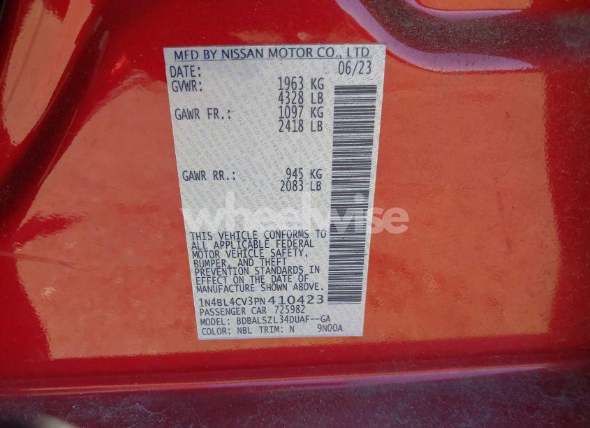 Photo 9 of 2023 Nissan Altima SR FWD (VIN 1N4BL4CV3PN410423)