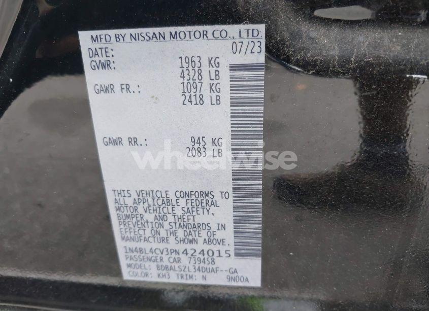 Photo 9 of 2023 Nissan Altima SR FWD (VIN 1N4BL4CV3PN424015)