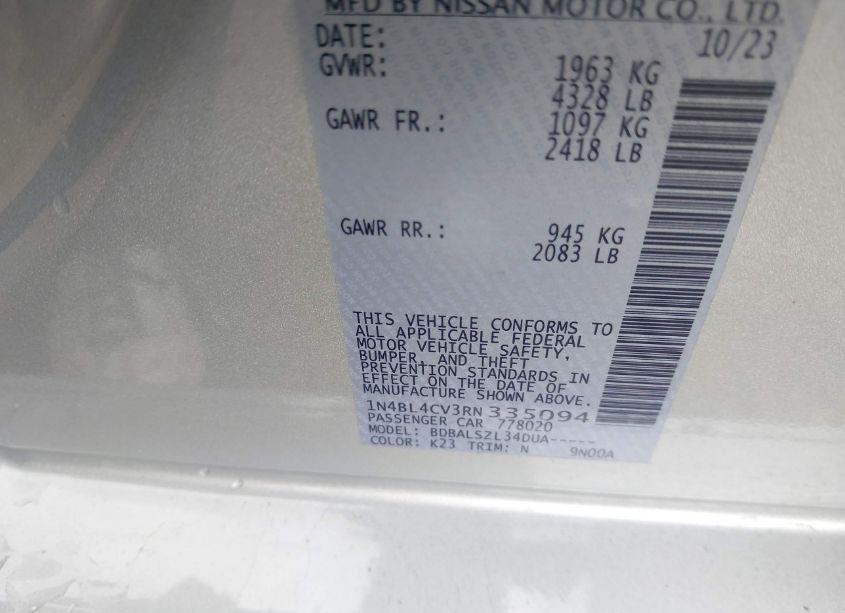 Photo 9 of 2024 Nissan Altima (VIN 1N4BL4CV3RN335094)