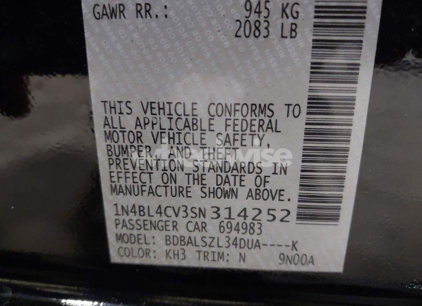 Photo 9 of 2025 Nissan Altima SR FWD (VIN 1N4BL4CV3SN314252)