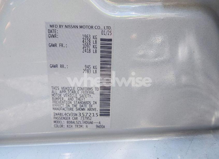 Photo 9 of 2025 Nissan Altima SR FWD (VIN 1N4BL4CV3SN357215)