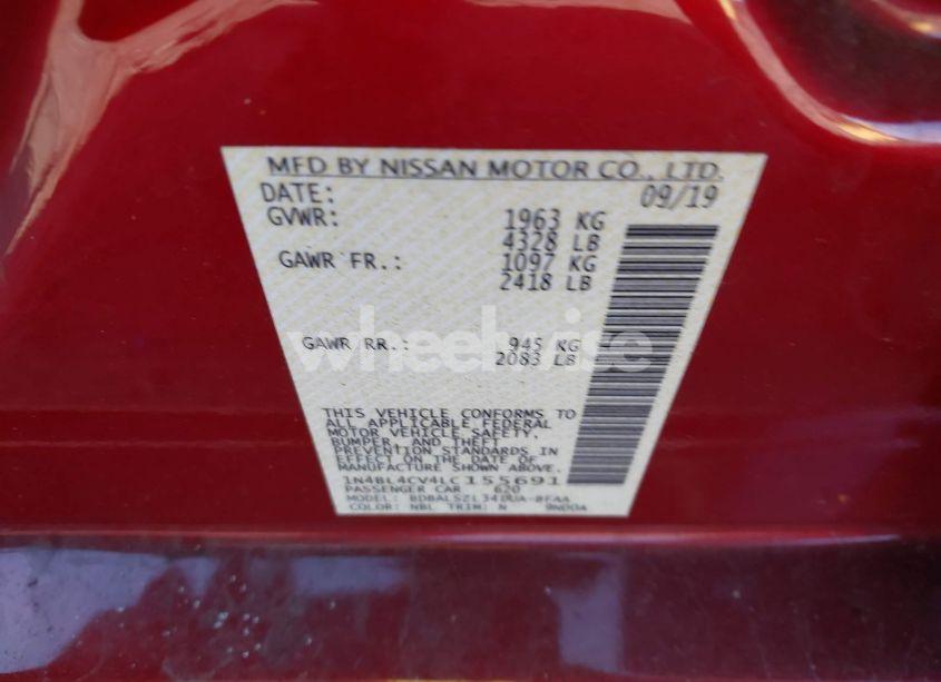 Photo 9 of 2020 Nissan Altima SR FWD (VIN 1N4BL4CV4LC155691)