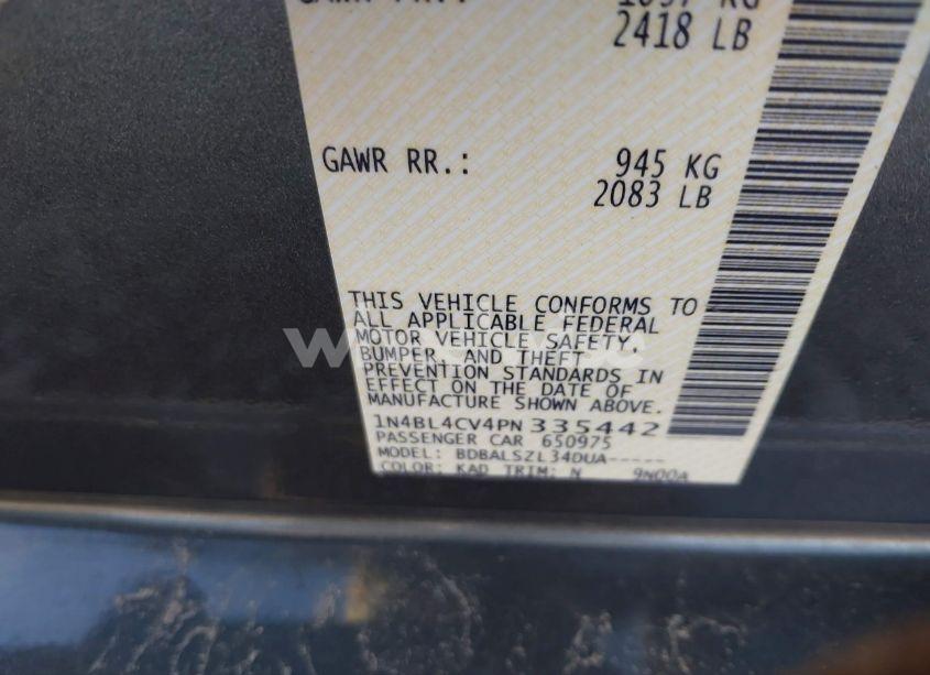 Photo 9 of 2023 Nissan Altima SR FWD (VIN 1N4BL4CV4PN335442)