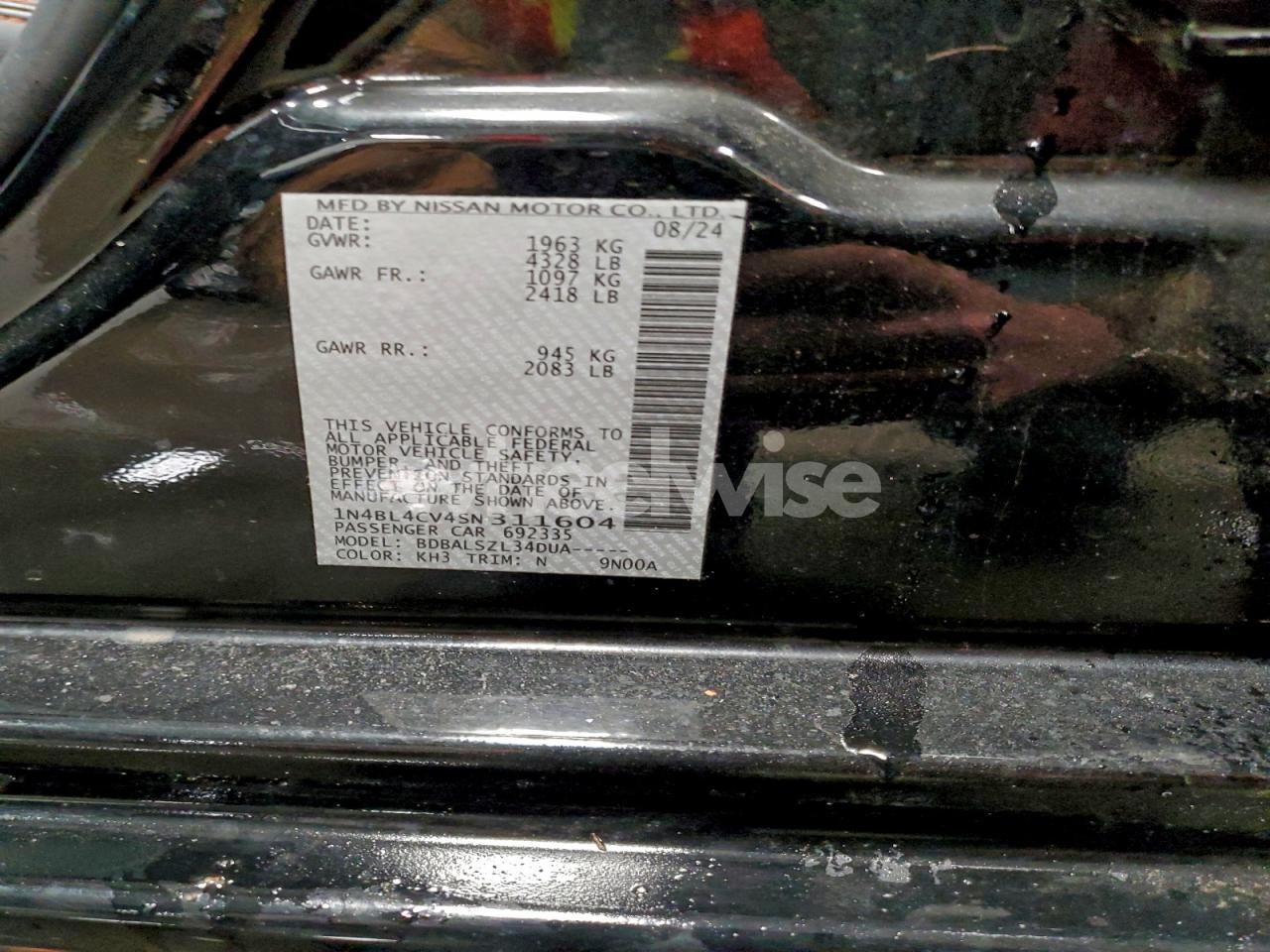 Photo 12 of 2025 NISSAN ALTIMA SR (VIN 1N4BL4CV4SN311604)