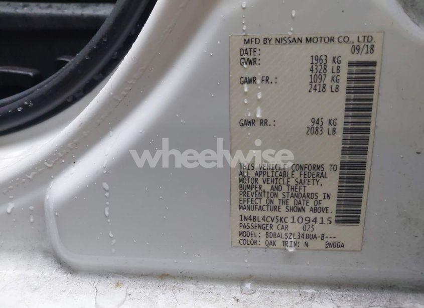 Photo 9 of 2019 Nissan Altima 2.5 SR (VIN 1N4BL4CV5KC109415)