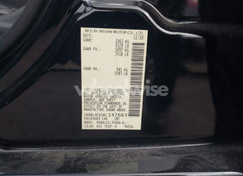 Photo 9 of 2019 Nissan Altima 2.5 SR (VIN 1N4BL4CV5KC147663)