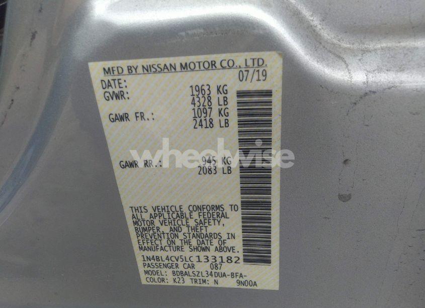 Photo 9 of 2020 Nissan Altima SR FWD (VIN 1N4BL4CV5LC133182)