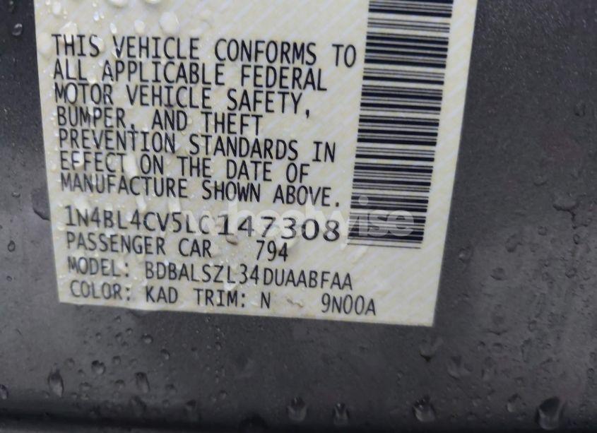 Photo 9 of 2020 Nissan Altima SR FWD (VIN 1N4BL4CV5LC147308)