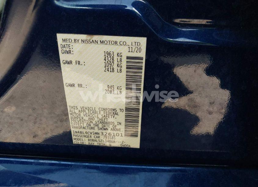 Photo 9 of 2021 Nissan Altima SR FWD (VIN 1N4BL4CV5MN326101)