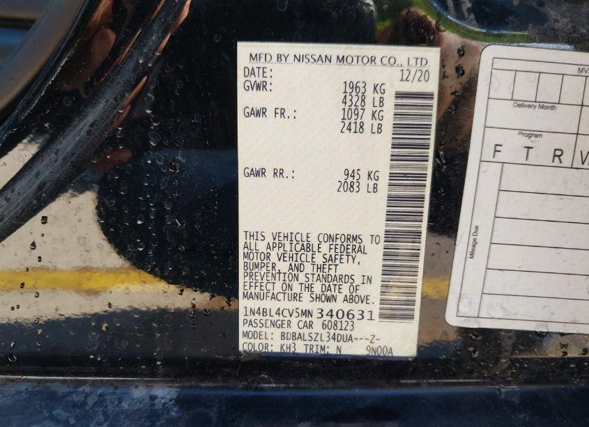 Photo 9 of 2021 Nissan Altima SR FWD (VIN 1N4BL4CV5MN340631)