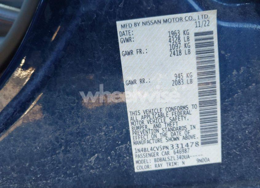 Photo 9 of 2023 Nissan Altima SR FWD (VIN 1N4BL4CV5PN331478)