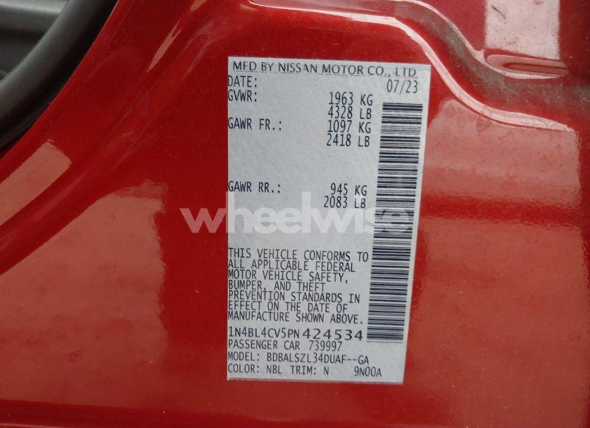 Photo 9 of 2023 Nissan Altima SR FWD (VIN 1N4BL4CV5PN424534)