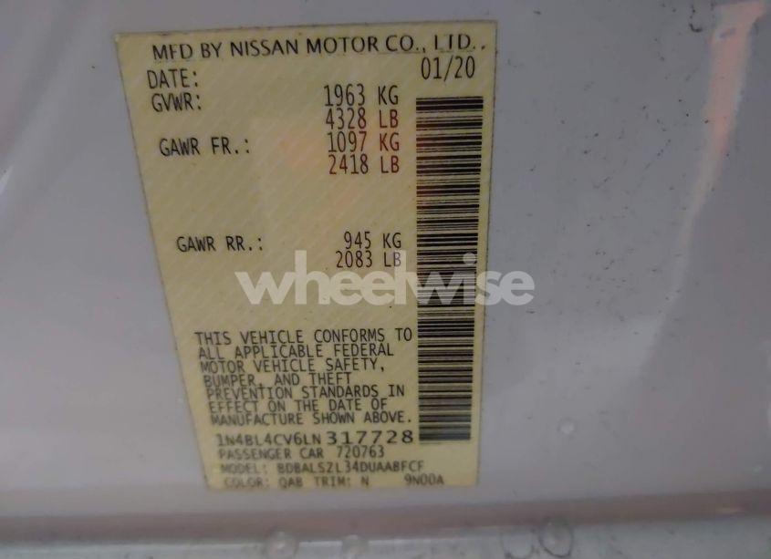 Photo 9 of 2020 Nissan Altima SR FWD (VIN 1N4BL4CV6LN317728)