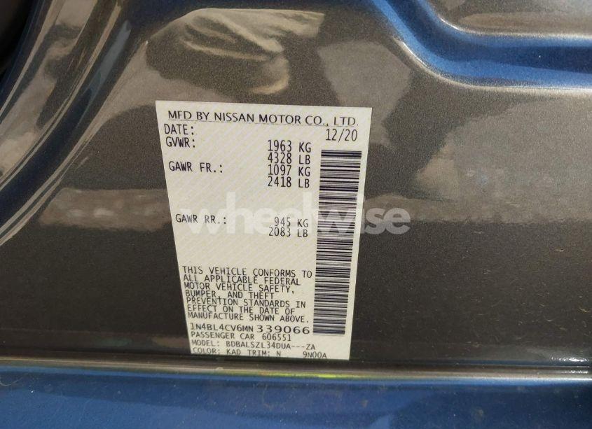 Photo 9 of 2021 Nissan Altima SR FWD (VIN 1N4BL4CV6MN339066)