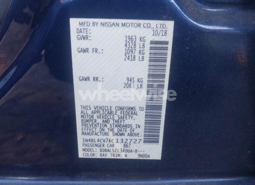 Photo 9 of 2019 Nissan Altima 2.5 SR (VIN 1N4BL4CV7KC132727)