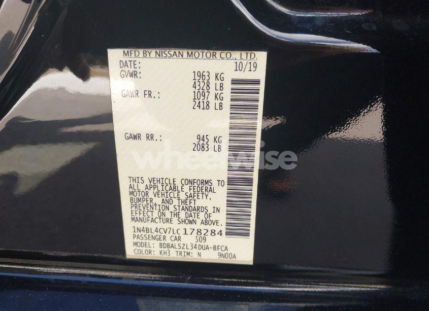 Photo 9 of 2020 Nissan Altima SR FWD (VIN 1N4BL4CV7LC178284)