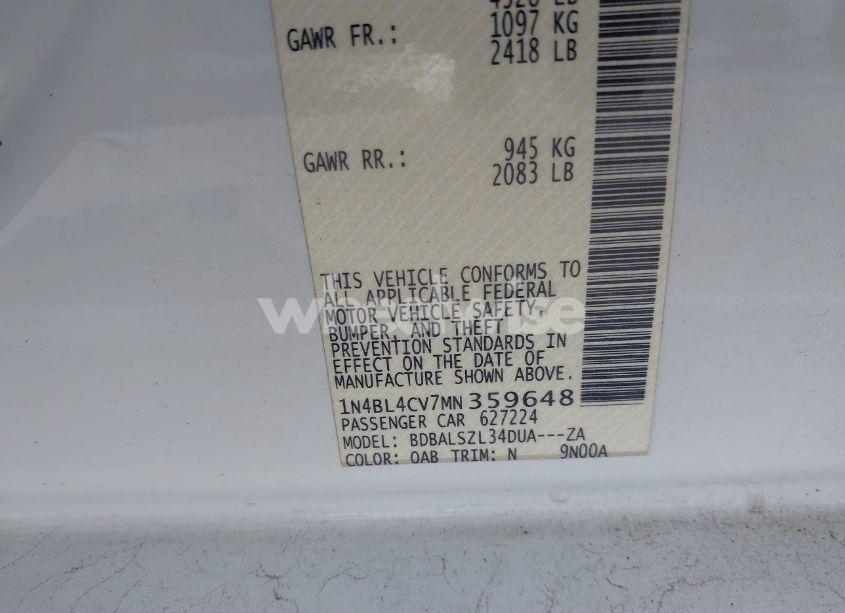 Photo 9 of 2021 Nissan Altima SR FWD (VIN 1N4BL4CV7MN359648)