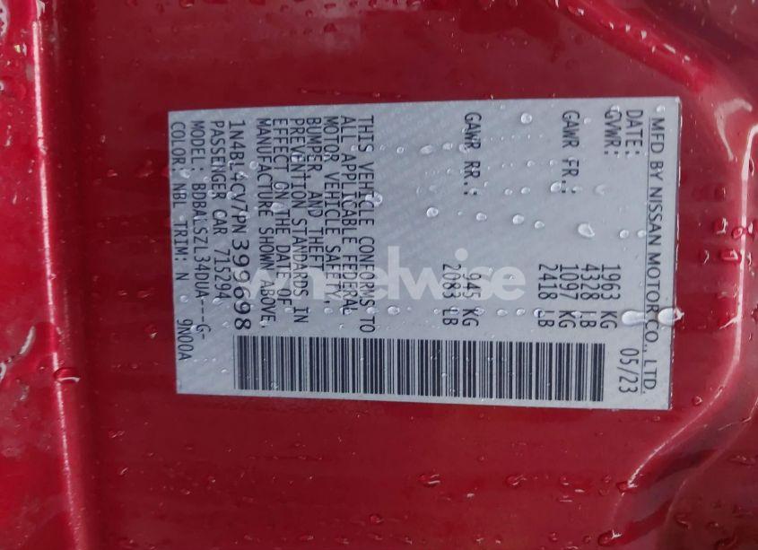 Photo 9 of 2023 Nissan Altima SR FWD (VIN 1N4BL4CV7PN399698)