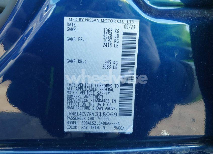 Photo 9 of 2024 Nissan Altima SR FWD (VIN 1N4BL4CV7RN318069)