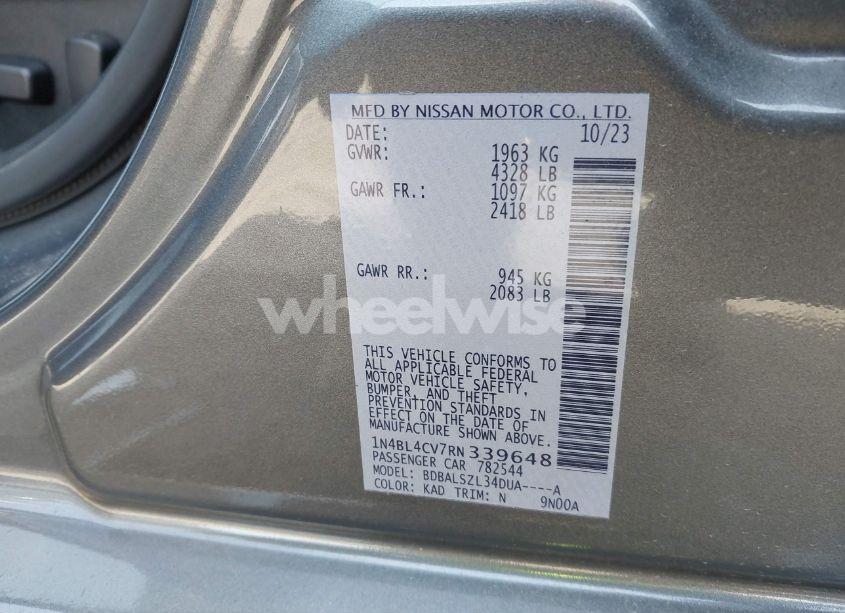 Photo 9 of 2024 Nissan Altima SR FWD (VIN 1N4BL4CV7RN339648)