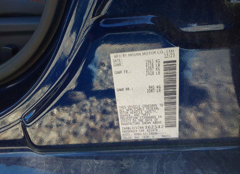 Photo 9 of 2024 Nissan Altima SR FWD (VIN 1N4BL4CV7RN362542)