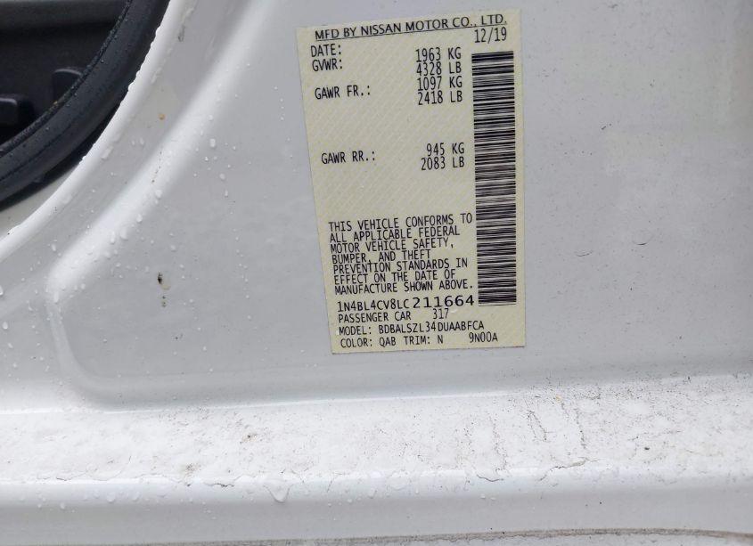 Photo 9 of 2020 Nissan Altima SR FWD (VIN 1N4BL4CV8LC211664)