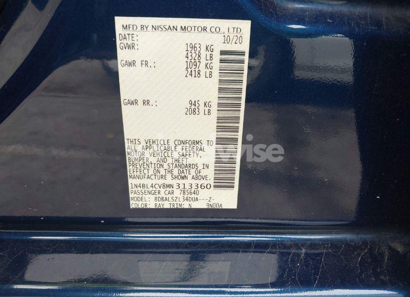 Photo 9 of 2021 Nissan Altima SR FWD (VIN 1N4BL4CV8MN313360)