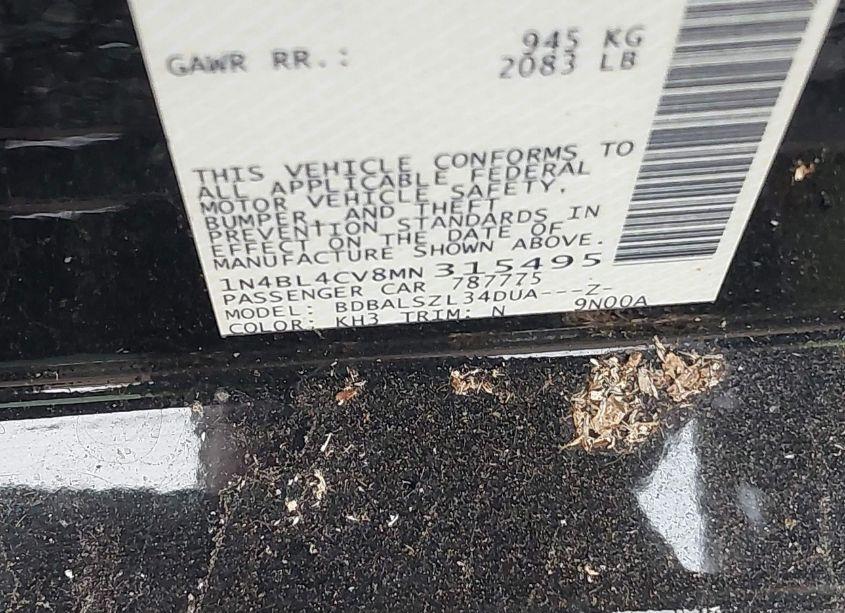 Photo 9 of 2021 Nissan Altima SR FWD (VIN 1N4BL4CV8MN315495)