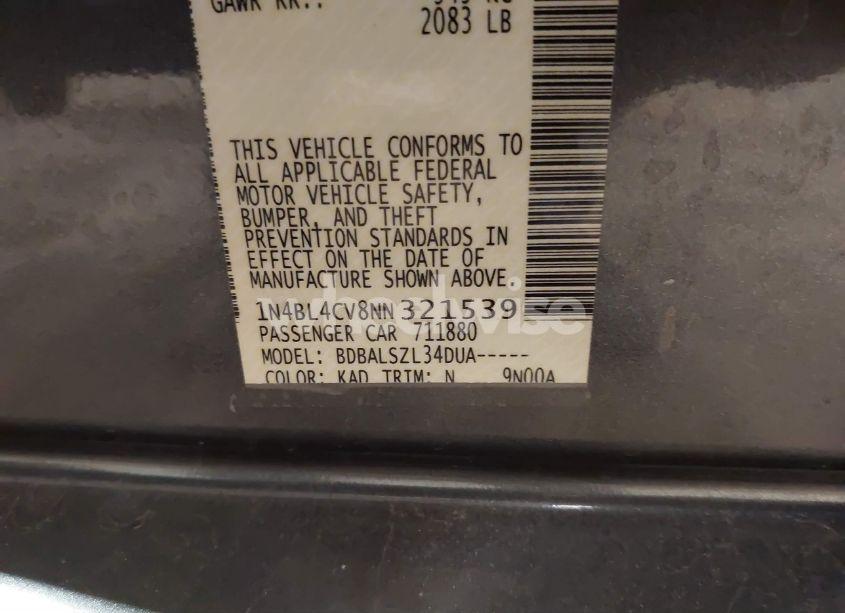 Photo 9 of 2022 Nissan Altima SR FWD (VIN 1N4BL4CV8NN321539)