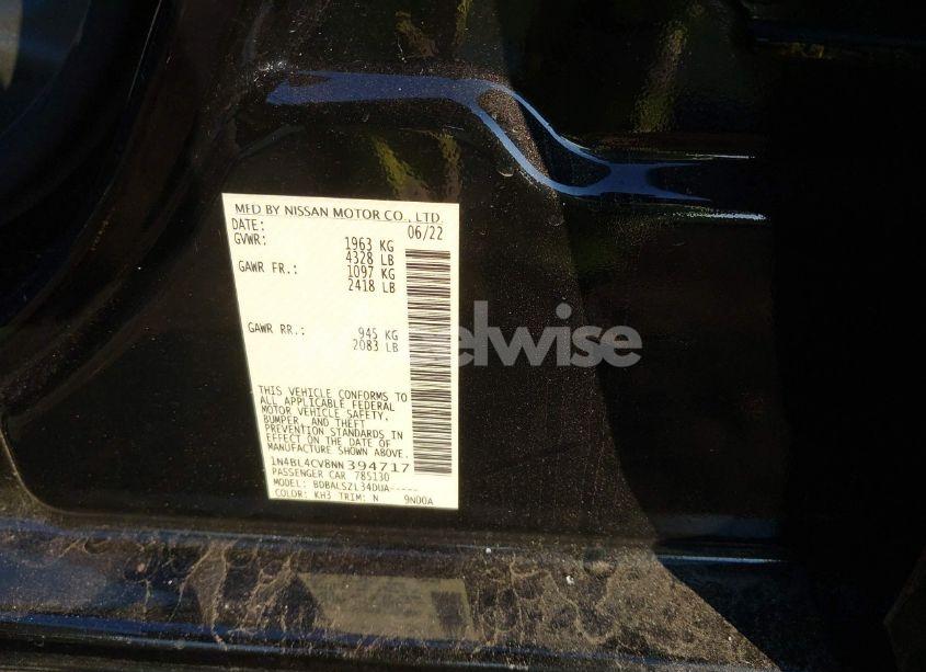 Photo 9 of 2022 Nissan Altima SR FWD (VIN 1N4BL4CV8NN394717)