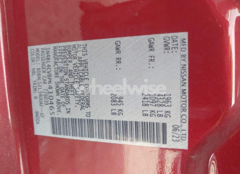 Photo 9 of 2023 Nissan Altima SR FWD (VIN 1N4BL4CV8PN410465)