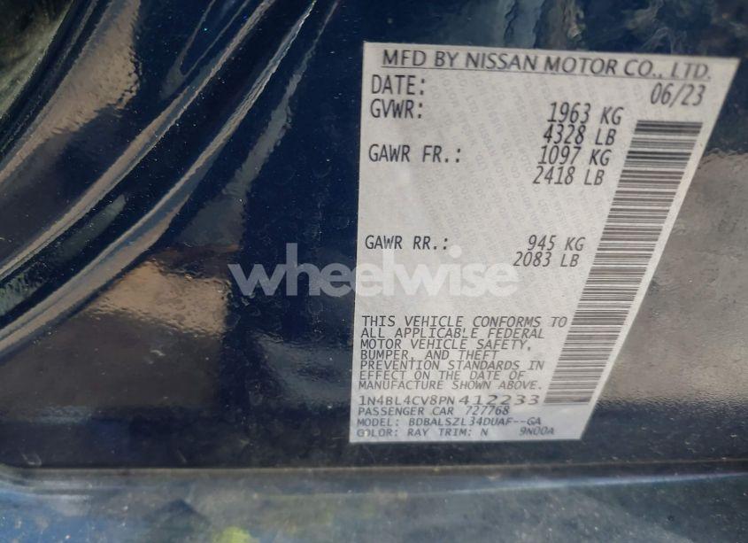 Photo 9 of 2023 Nissan Altima SR FWD (VIN 1N4BL4CV8PN412233)