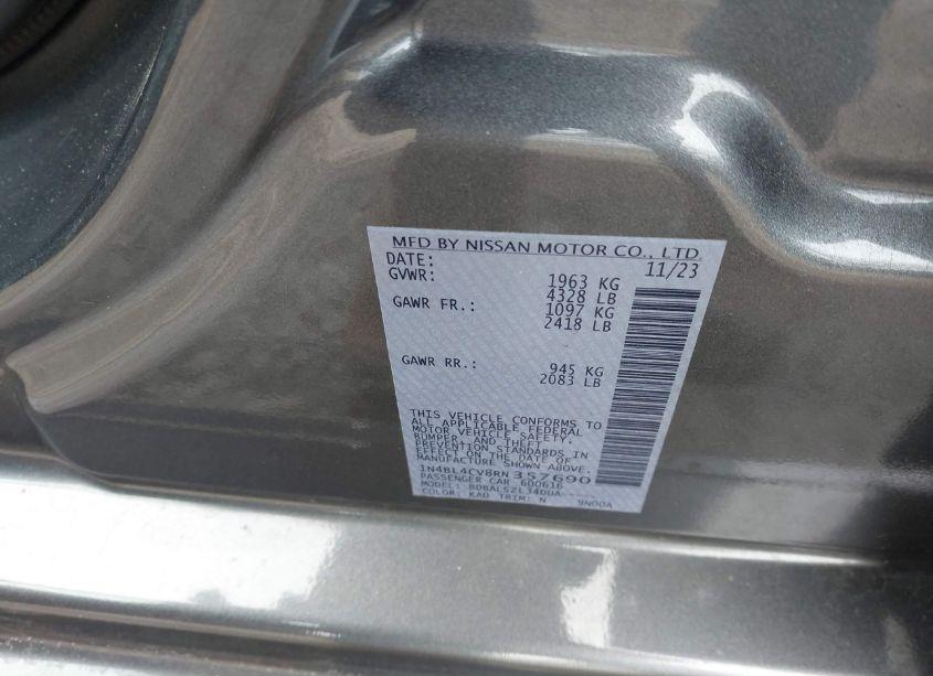 Photo 9 of 2024 Nissan Altima SR FWD (VIN 1N4BL4CV8RN357690)