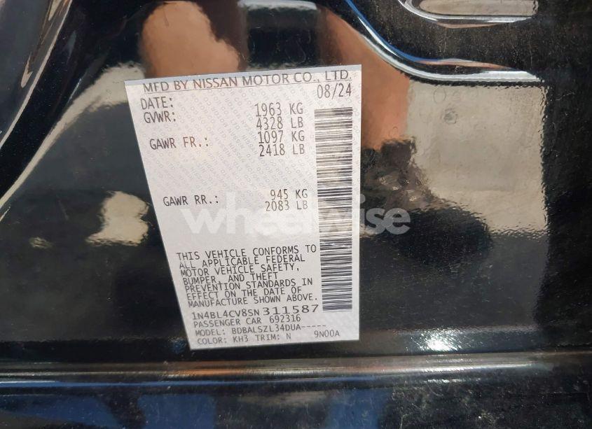 Photo 9 of 2025 Nissan Altima SR FWD (VIN 1N4BL4CV8SN311587)