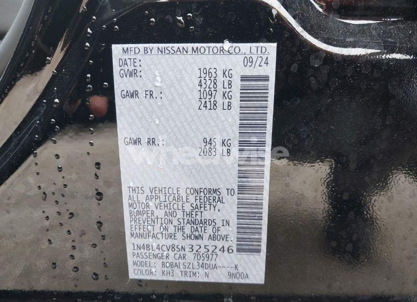 Photo 9 of 2025 Nissan Altima SR FWD (VIN 1N4BL4CV8SN325246)