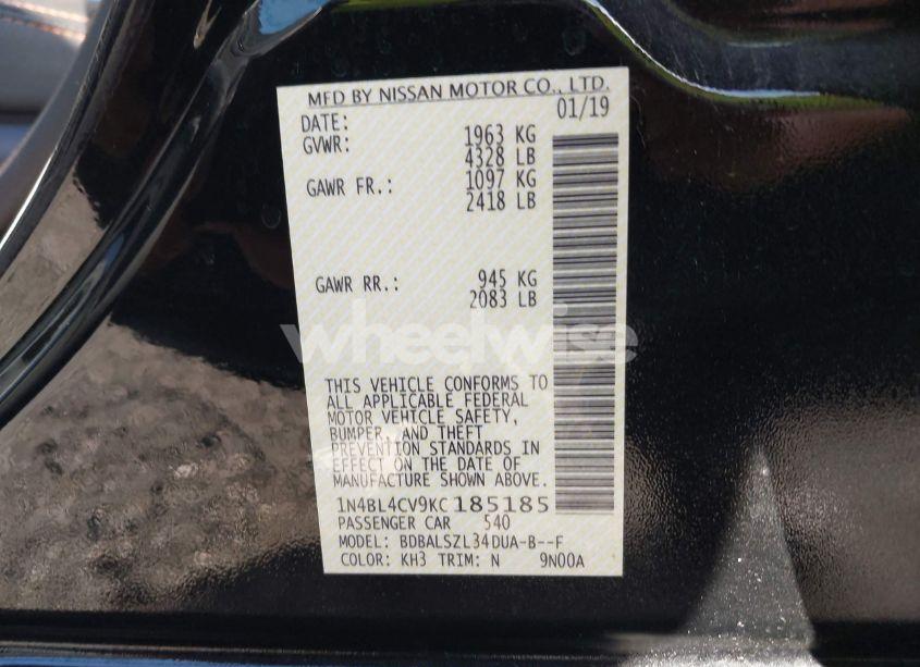 Photo 9 of 2019 Nissan Altima 2.5 SR (VIN 1N4BL4CV9KC185185)