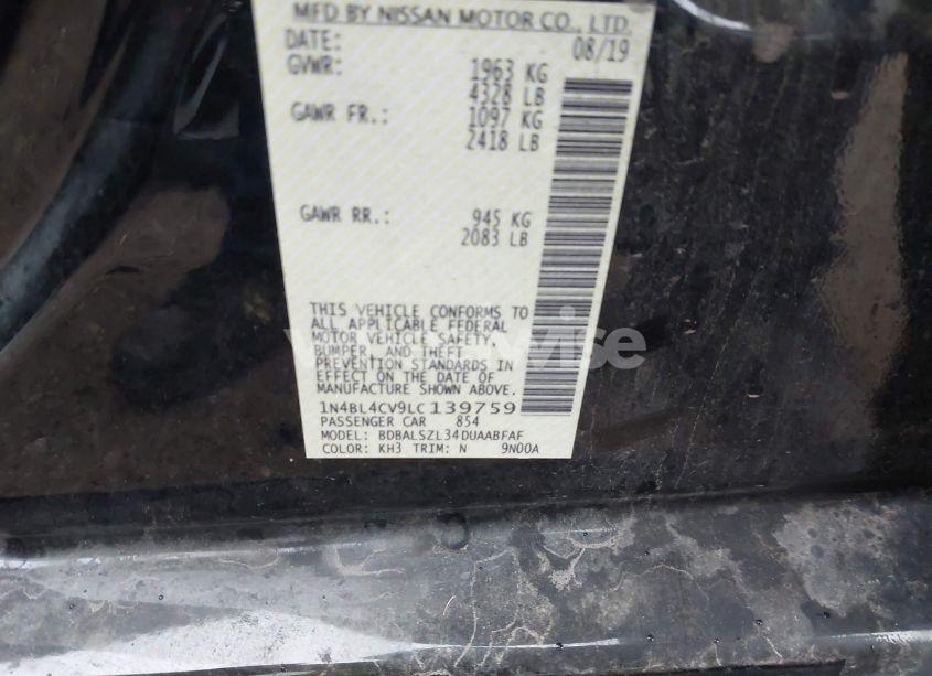 Photo 9 of 2020 Nissan Altima SR FWD (VIN 1N4BL4CV9LC139759)