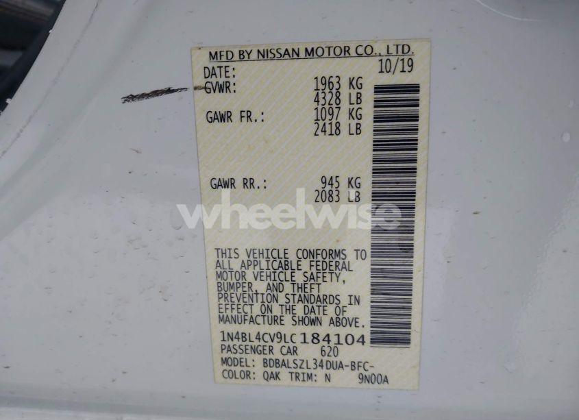 Photo 9 of 2020 Nissan Altima SR FWD (VIN 1N4BL4CV9LC184104)