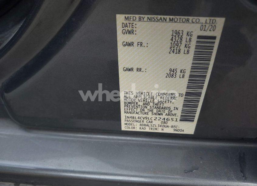 Photo 9 of 2020 Nissan Altima SR FWD (VIN 1N4BL4CV9LC224651)