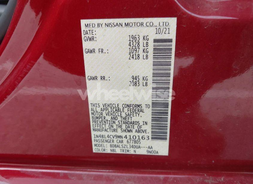 Photo 9 of 2021 Nissan Altima SR FWD (VIN 1N4BL4CV9MN410163)