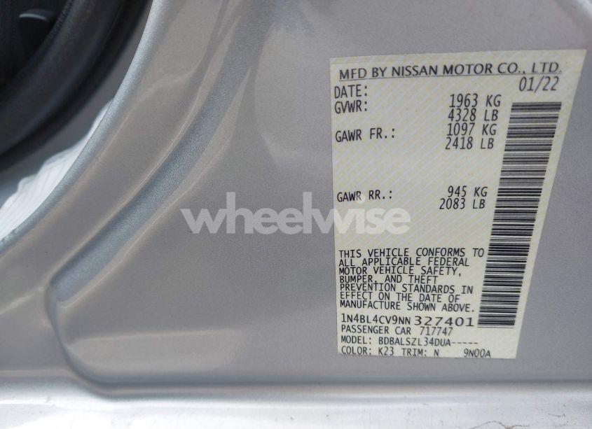 Photo 9 of 2022 Nissan Altima SR FWD (VIN 1N4BL4CV9NN327401)