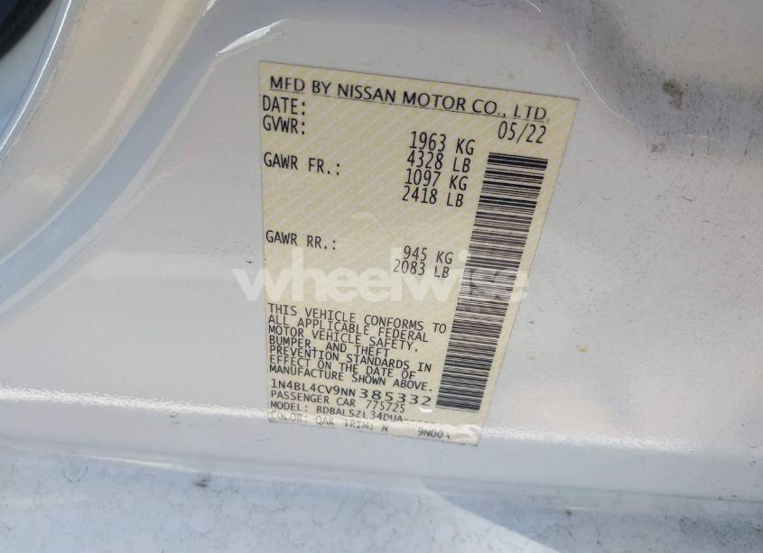 Photo 9 of 2022 Nissan Altima SR FWD (VIN 1N4BL4CV9NN385332)