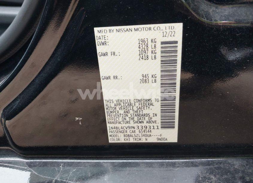 Photo 9 of 2023 Nissan Altima SR FWD (VIN 1N4BL4CV9PN339311)