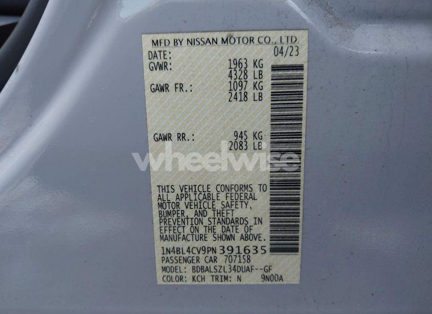 Photo 9 of 2023 Nissan Altima SR FWD (VIN 1N4BL4CV9PN391635)